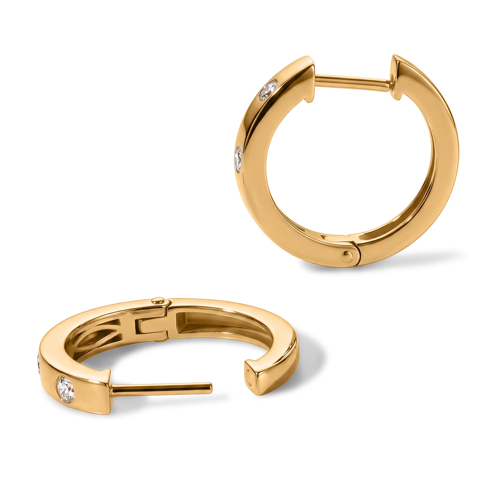 Luxuriant Lab Grown Diamond G-H SI 0.30 ctw Hoop Earrings in 18K Vermeil Yellow Gold Over Sterling Silver