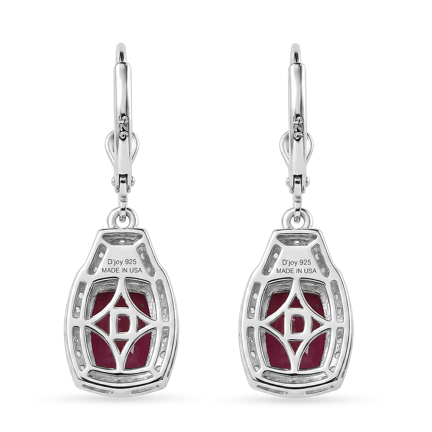 D'Joy Niassa Ruby (FF) and White Zircon 8.00 ctw Ethereal Radiance Earrings in Rhodium Over Sterling Silver