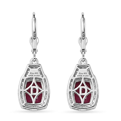 D'Joy Niassa Ruby (FF) and White Zircon 8.00 ctw Ethereal Radiance Earrings in Rhodium Over Sterling Silver