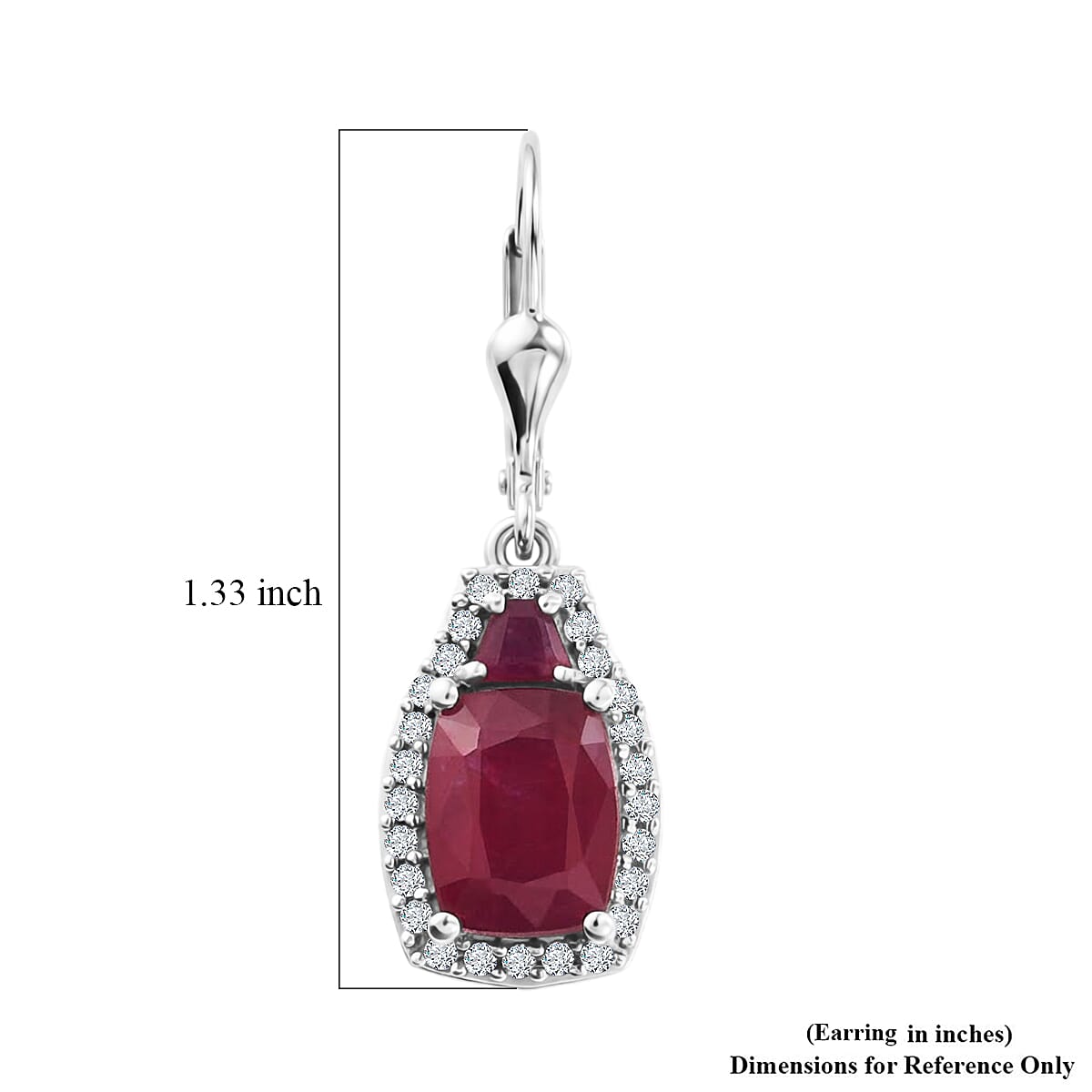 D'Joy Niassa Ruby (FF) and White Zircon 8.00 ctw Ethereal Radiance Earrings in Rhodium Over Sterling Silver