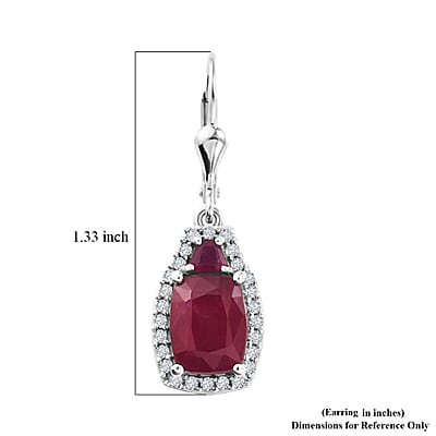 D'Joy Niassa Ruby (FF) and White Zircon 8.00 ctw Ethereal Radiance Earrings in Rhodium Over Sterling Silver