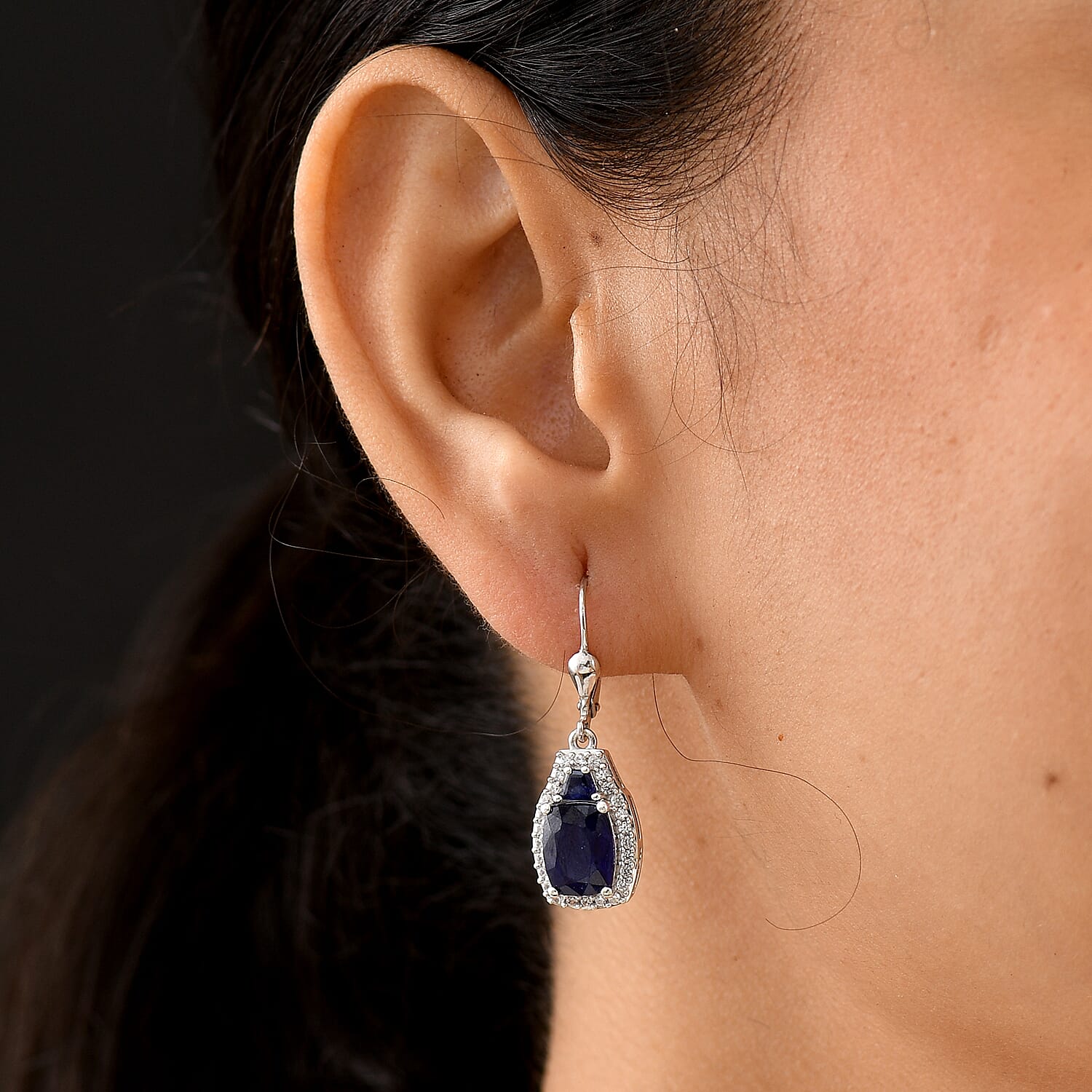 D'Joy Masoala Sapphire (D) and White Zircon 7.75 ctw Ethereal Radiance Earrings in Rhodium Over Sterling Silver
