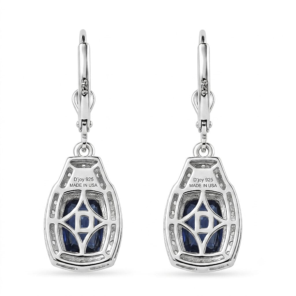 D'Joy Masoala Sapphire (D) and White Zircon 7.75 ctw Ethereal Radiance Earrings in Rhodium Over Sterling Silver