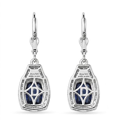 D'Joy Masoala Sapphire (D) and White Zircon 7.75 ctw Ethereal Radiance Earrings in Rhodium Over Sterling Silver