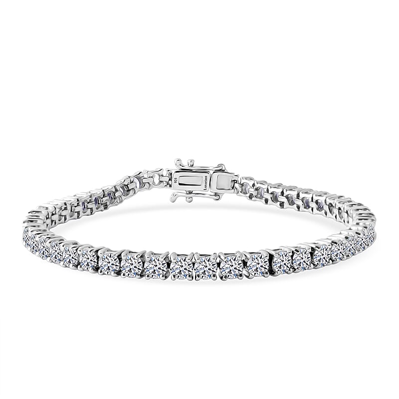 Luxuriant Lab Grown Diamond G-H SI 10.00 ctw Tennis Bracelet in Rhodium Over Sterling Silv (6.50 In)