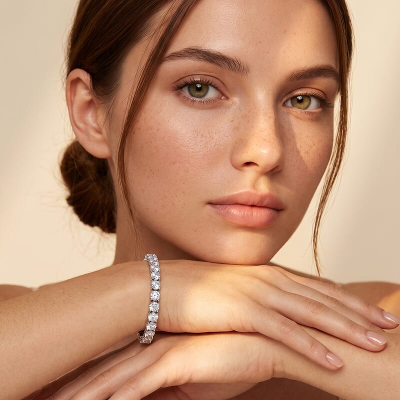 Luxuriant Lab Grown Diamond G-H SI 10.00 ctw Tennis Bracelet in Rhodium Over Sterling Silv (6.50 In)