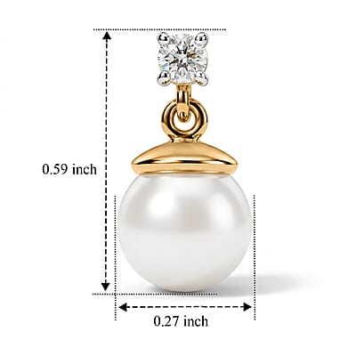 D'Joy Freshwater Pearl and Lab Grown Diamond 0.15 ctw Earrings in 18K YG Plated