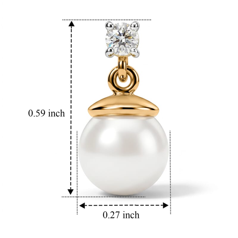 D'Joy Freshwater Pearl and Lab Grown Diamond 0.15 ctw Earrings in 18K YG Plated