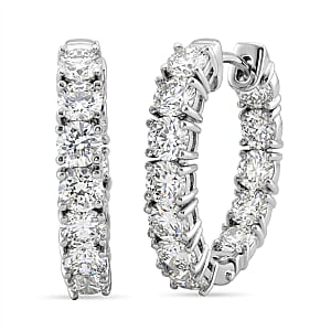 Luxuriant Lab Grown Diamond G-H SI 5.00 ctw Hoop Earrings in Rhodium Over Sterling Silver