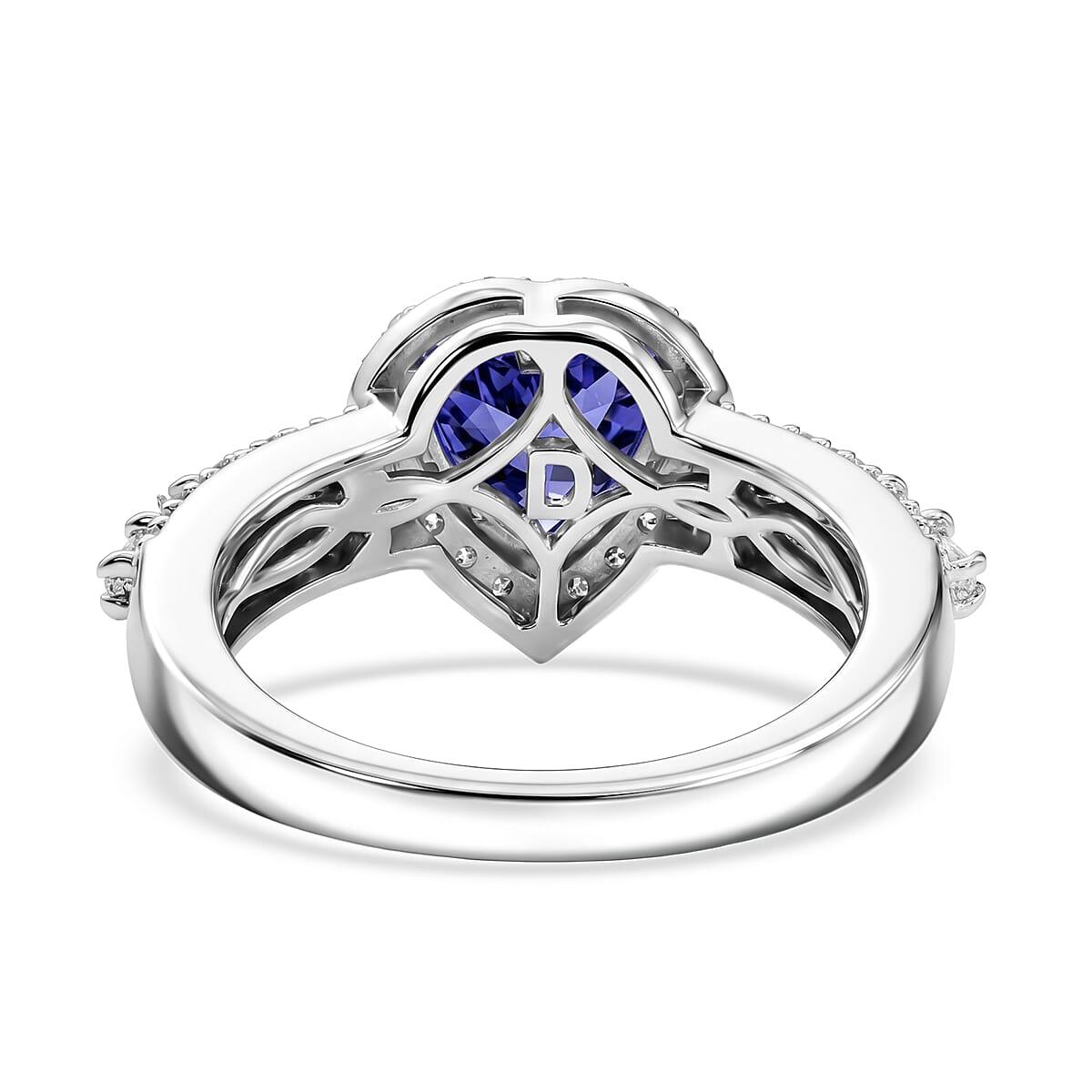 D'Joy Premium Tanzanite and Moissanite 1.80 ctw Heart Ring in Rhodium Over Sterling Silver (Size 5.0) image number 4