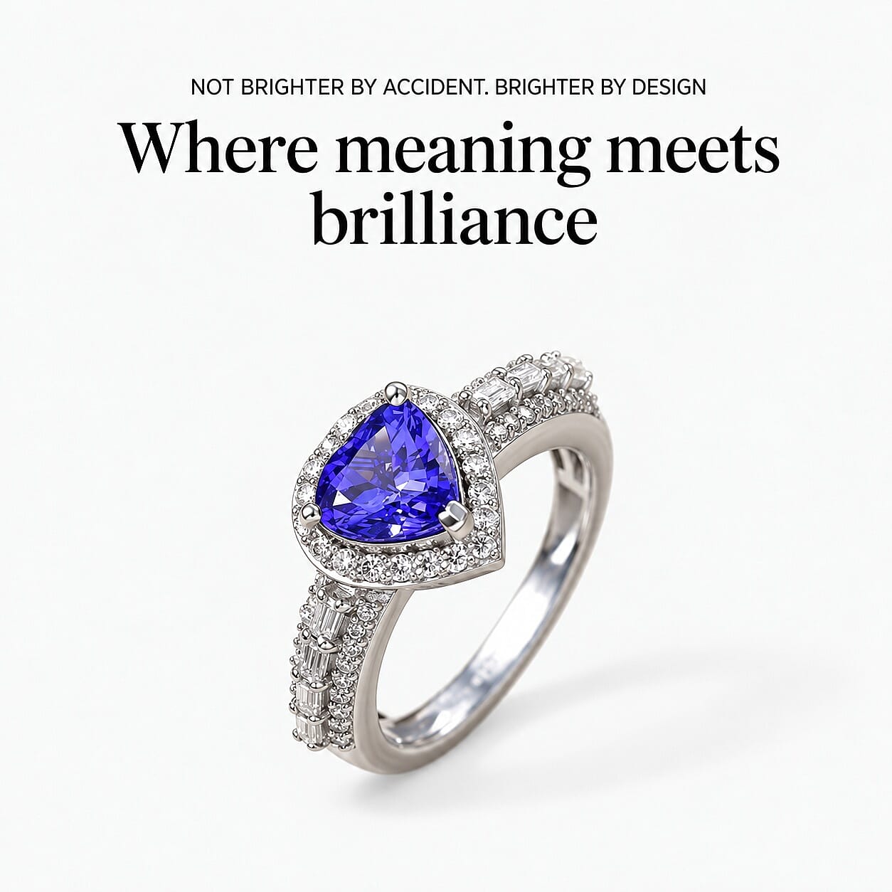 D'Joy Premium Tanzanite and Moissanite 1.80 ctw Heart Ring in Rhodium Over Sterling Silver (Size 8.0)