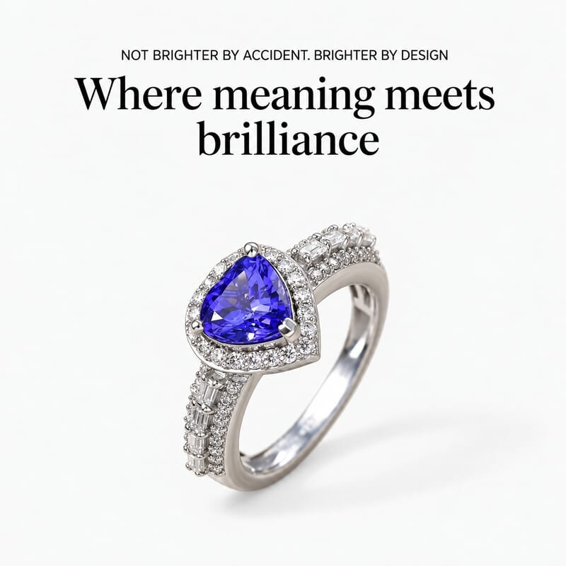 D'Joy Premium Tanzanite and Moissanite 1.80 ctw Heart Ring in Rhodium Over Sterling Silver (Size 8.0)