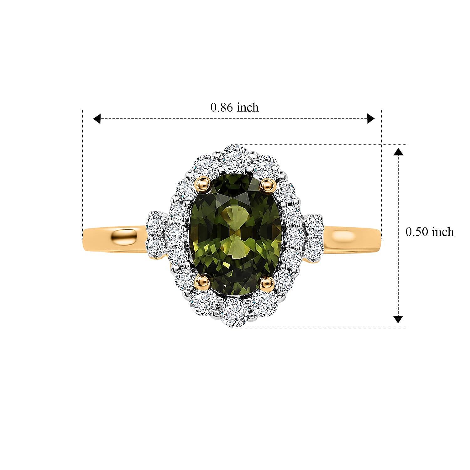Certified & Appraised AAA Malawi Green Sapphire and Luxuriant Lab Grown Diamond G-H SI 2.10 ctw Ring in 10K Yellow Gold (Size 10.0)
