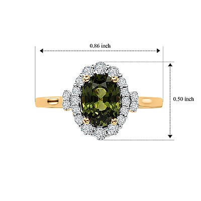 Certified & Appraised AAA Malawi Green Sapphire and Luxuriant Lab Grown Diamond G-H SI 2.10 ctw Ring in 10K Yellow Gold (Size 10.0)