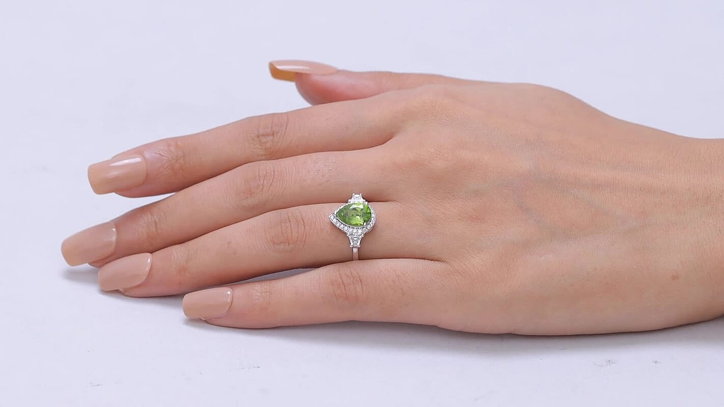 EverTrue Hebei Peridot, Moissanite Ring in Platinum Bond (Size 10.0) 2.50 ctw