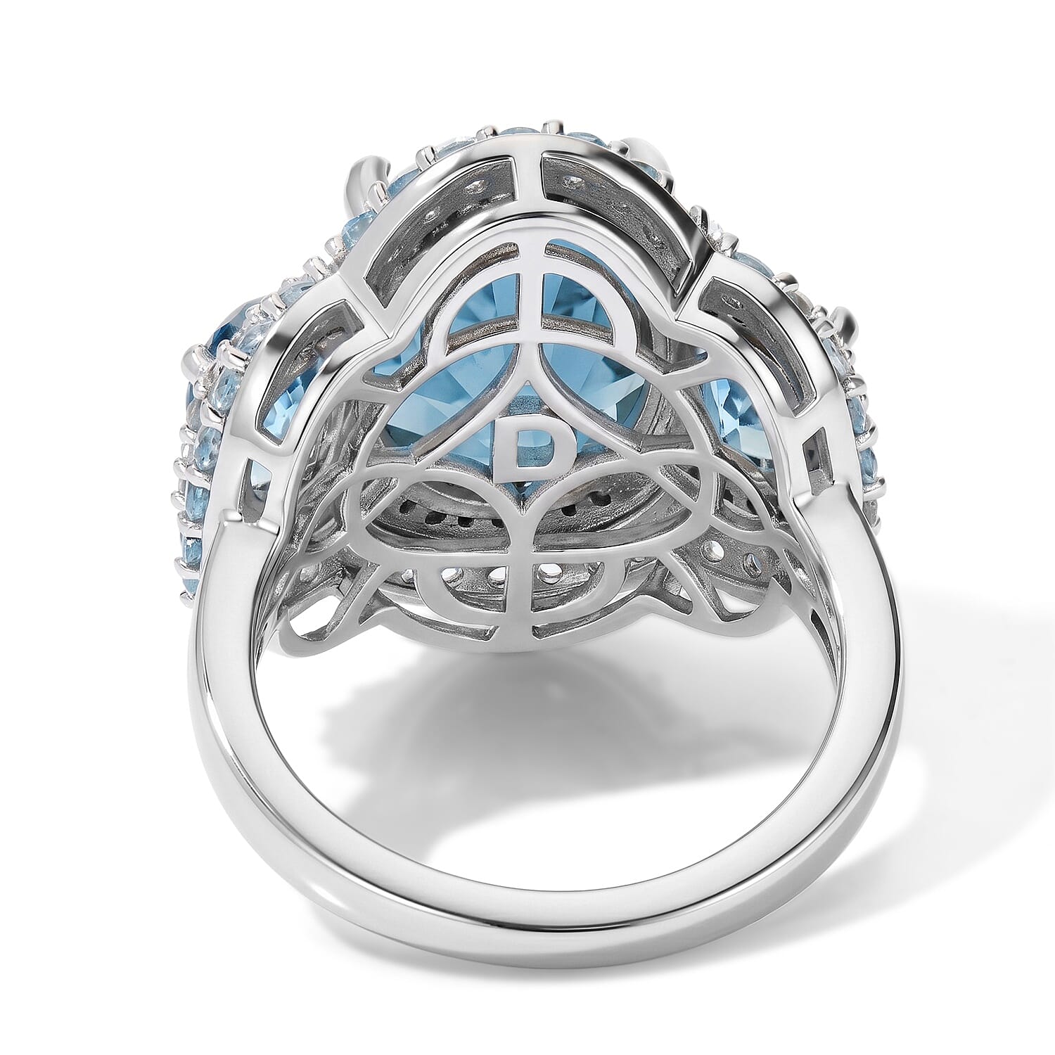 D'Joy AAA Larimar, Multi Gemstone Ring in Rhodium Over Sterling Silver (Size 6.0) 10.00 ctw