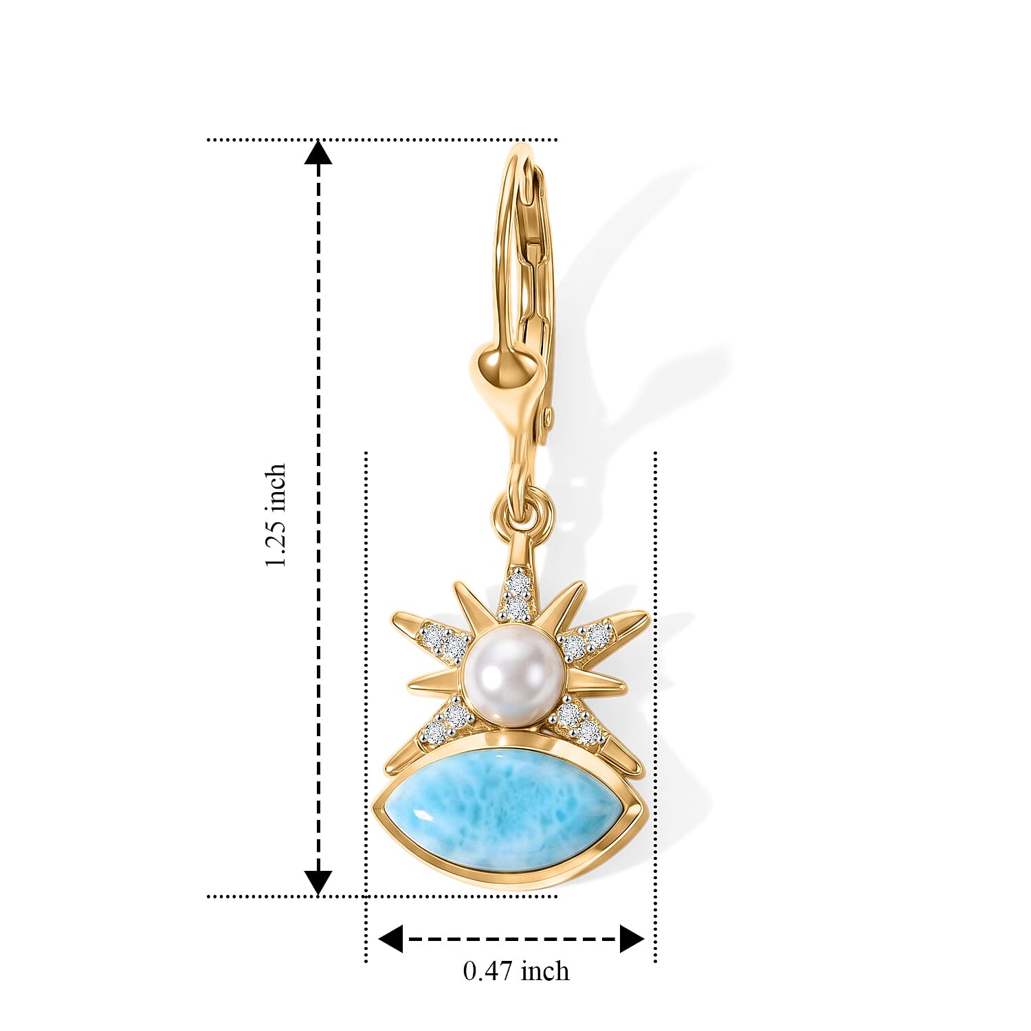 D'Joy AAA Larimar and Multi Gemstone 2.90 ctw Earrings in 18K Vermeil Yellow Gold Over Sterling Silver