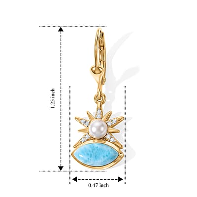 D'Joy AAA Larimar and Multi Gemstone 2.90 ctw Earrings in 18K Vermeil Yellow Gold Over Sterling Silver