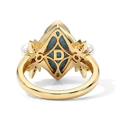 D'Joy AAA Larimar, Multi Gemstone Ring in 18K Vermeil YG Over Sterling Silver (Size 6.0) 3.60 ctw