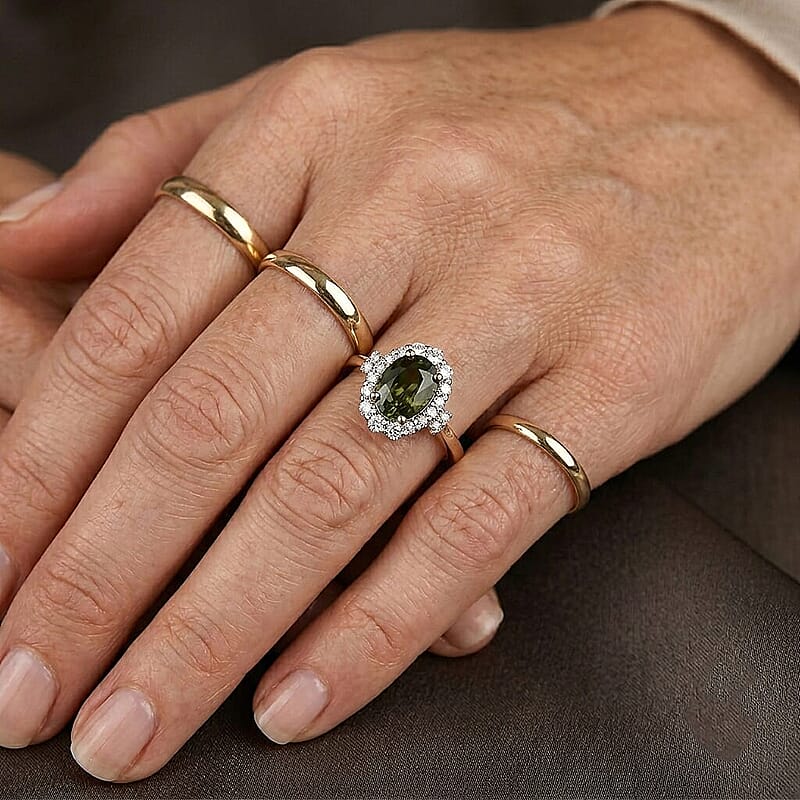 Certified & Appraised AAA Milanoa Green Sapphire and Luxuriant Lab Grown Diamond G-H SI 2.10 ctw Ring in 10K Yellow Gold (Size 5.0)