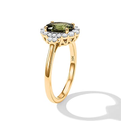 Certified & Appraised AAA Milanoa Green Sapphire and Luxuriant Lab Grown Diamond G-H SI 2.10 ctw Ring in 10K Yellow Gold (Size 5.0)