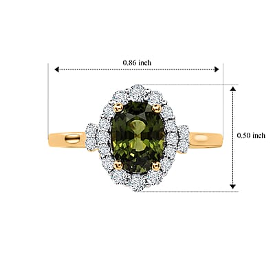 Certified & Appraised AAA Milanoa Green Sapphire and Luxuriant Lab Grown Diamond G-H SI 2.10 ctw Ring in 10K Yellow Gold (Size 7.0)