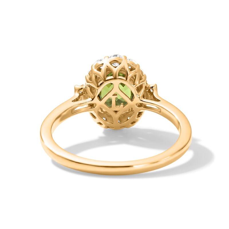 Certified & Appraised AAA Malawi Green Sapphire and Luxuriant Lab Grown Diamond G-H SI 2.10 ctw Ring in 10K Yellow Gold (Size 8.0)