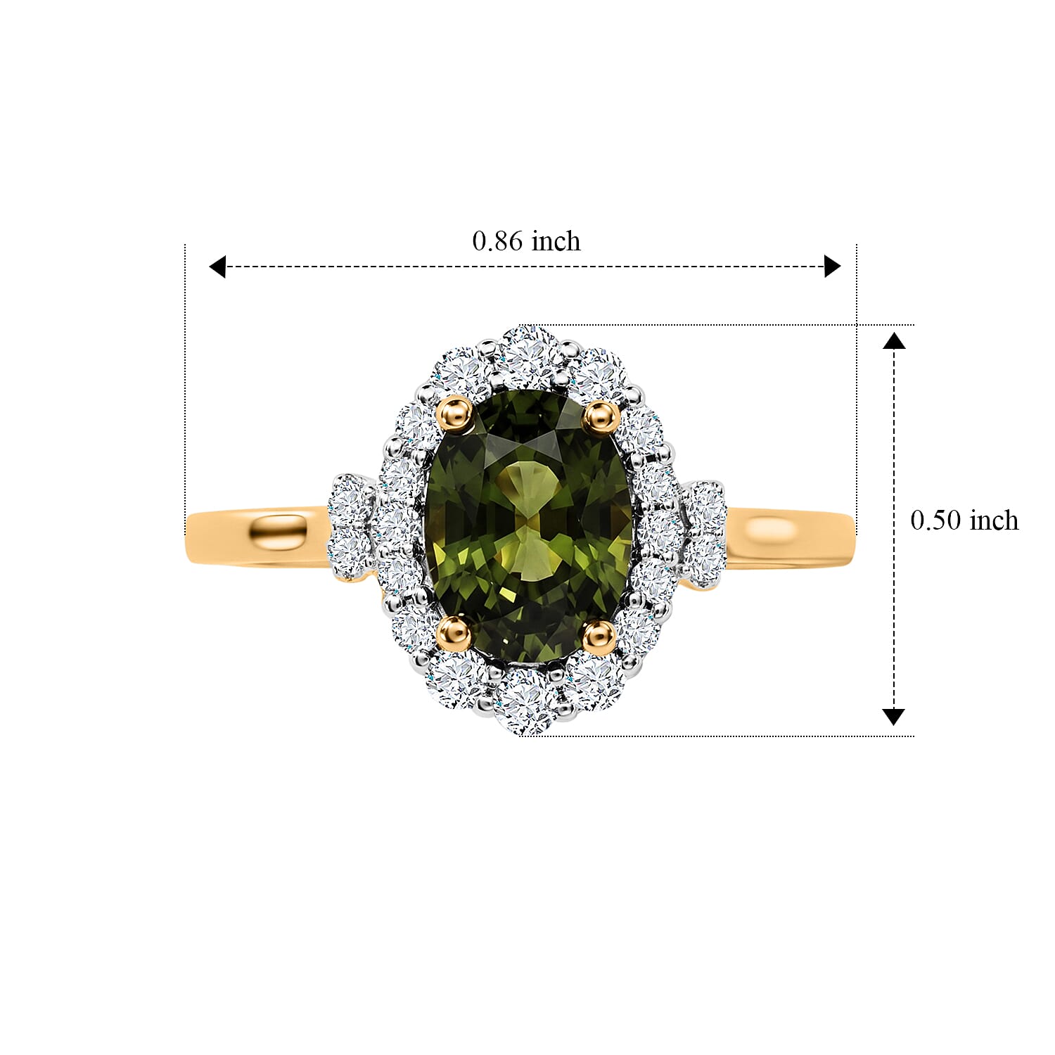 Certified & Appraised AAA Malawi Green Sapphire and Luxuriant Lab Grown Diamond G-H SI 2.10 ctw Ring in 10K Yellow Gold (Size 8.0)