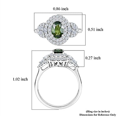Certified & Appraised D'Joy Premium Malawi Green Sapphire and Moissanite 1.80 ctw Ring in Rhodium Over Sterling Silver (Size 10.0)