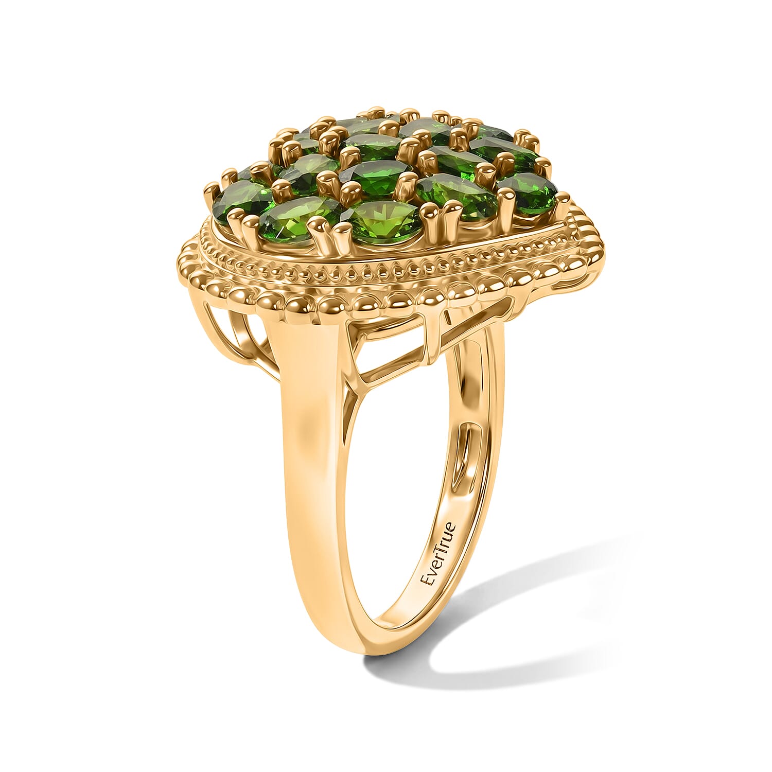 EverTrue Chrome Diopside 3.00 ctw Language of Love Collection Ring in 18K YG Plated (Size 5.0)