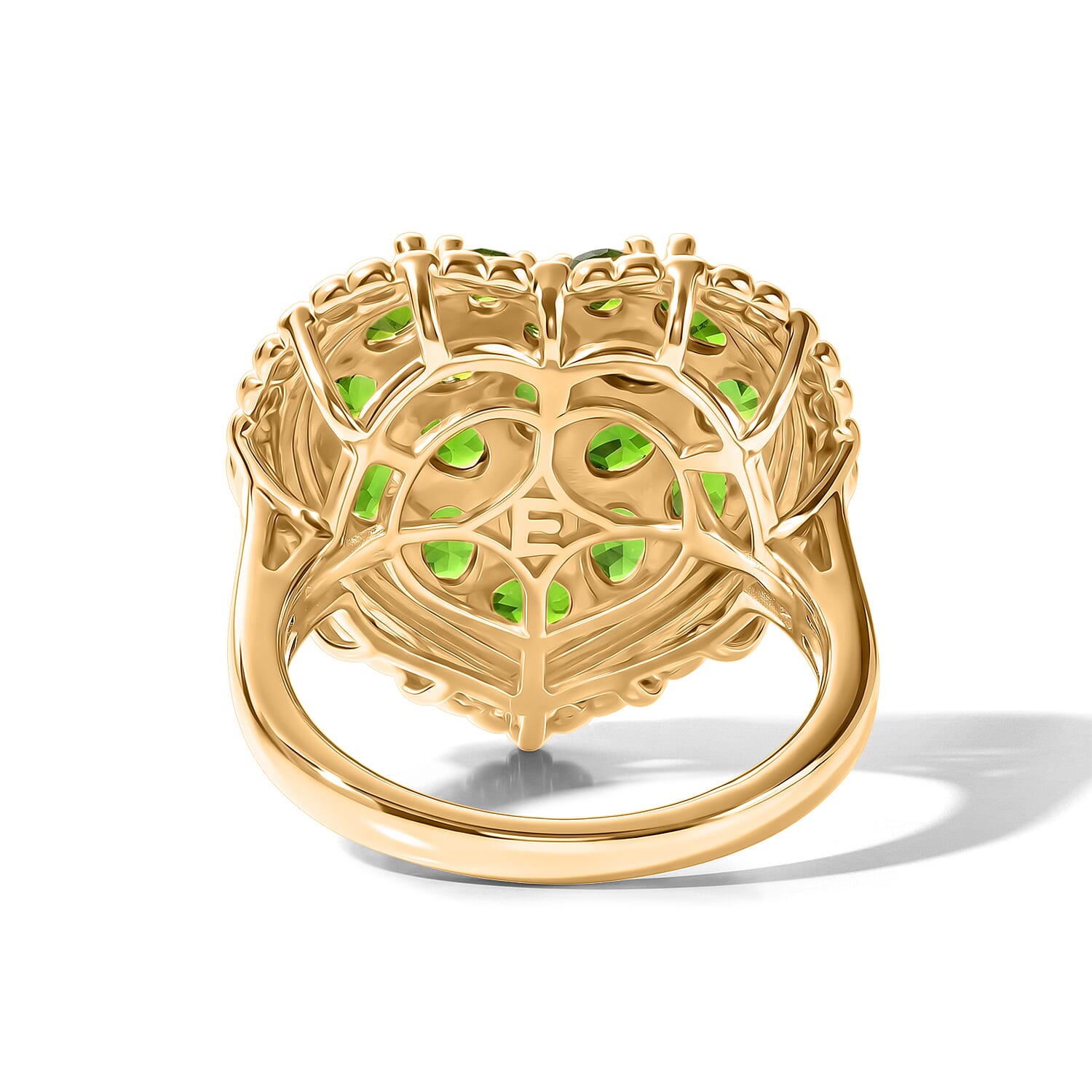 EverTrue Chrome Diopside 3.00 ctw Language of Love Collection Ring in 18K YG Plated (Size 5.0)