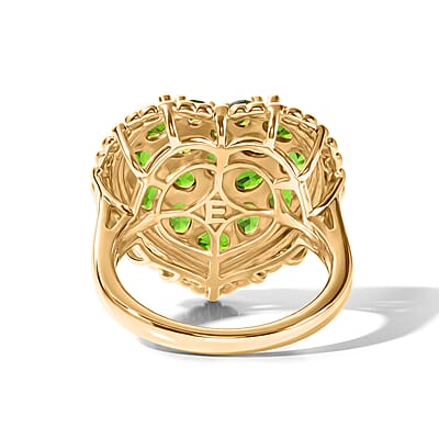 EverTrue Chrome Diopside 3.00 ctw Language of Love Collection Ring in 18K YG Plated (Size 5.0)