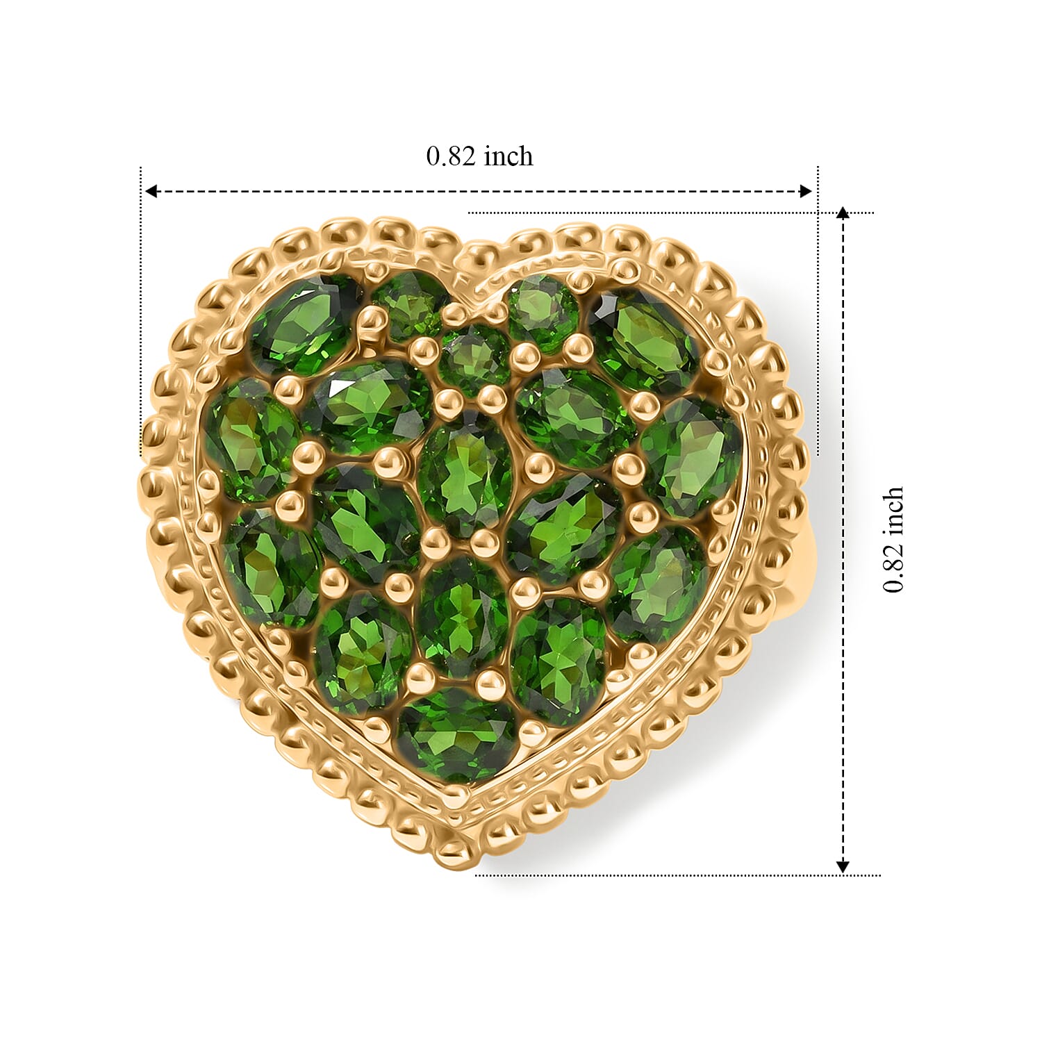 EverTrue Chrome Diopside 3.00 ctw Language of Love Collection Ring in 18K YG Plated (Size 5.0)