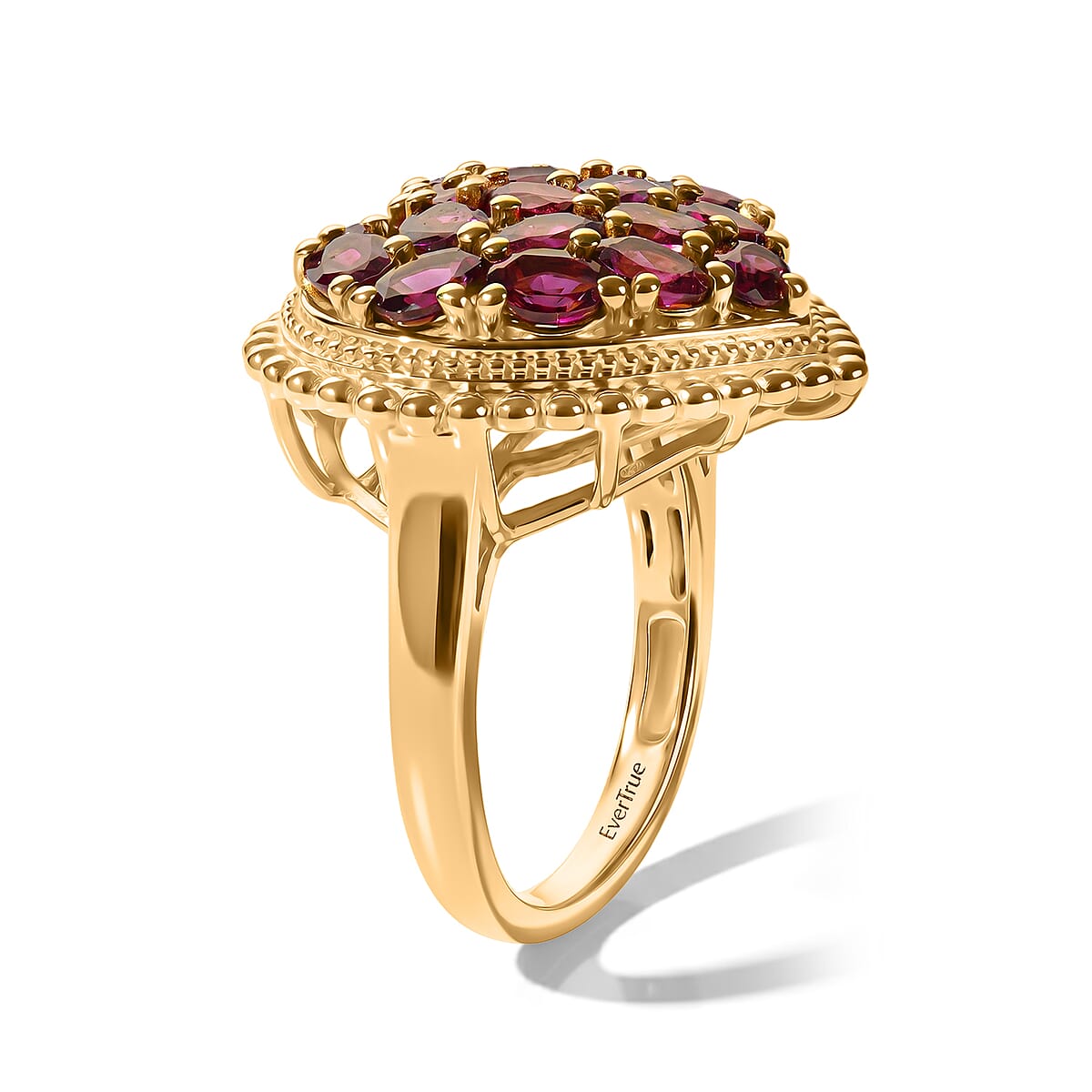 EverTrue Orissa Rhodolite Garnet 3.75 ctw Language of Love Collection Ring in 18K YG Plated (Size 10.0) image number 3