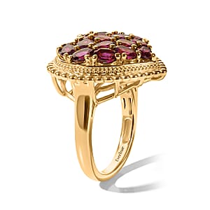EverTrue Orissa Rhodolite Garnet 3.75 ctw Language of Love Collection Ring in 18K YG Plated (Size 5.0)