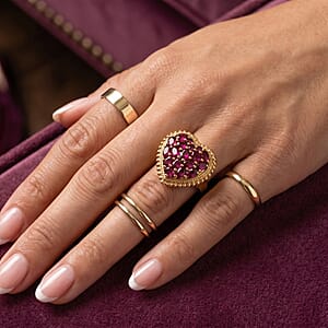 EverTrue Orissa Rhodolite Garnet 3.75 ctw Language of Love Collection Ring in 18K YG Plated (Size 9.0)