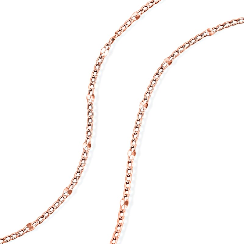 Italian 2mm Grumet Flower Necklace in 14K RG Over Sterling Silver 2.45 Grams 20 Inches