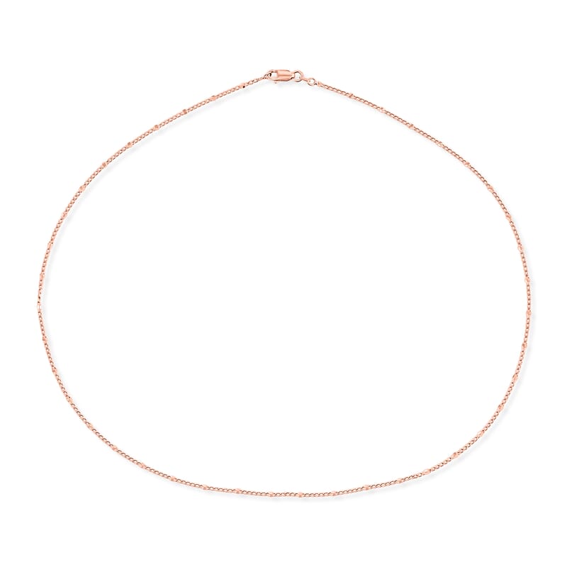 Italian 2mm Grumet Flower Necklace in 14K RG Over Sterling Silver 2.45 Grams 20 Inches