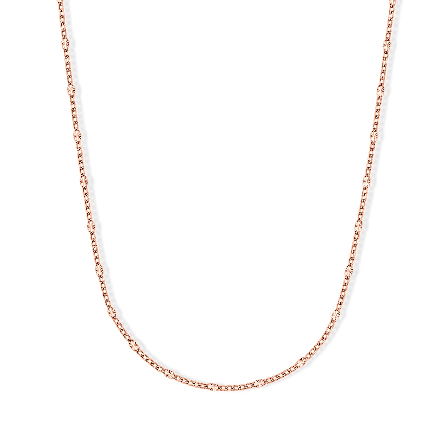 Italian 2mm Grumet Star Necklace in 14K RG Over Sterling Silver 2.45 Grams 20 Inches
