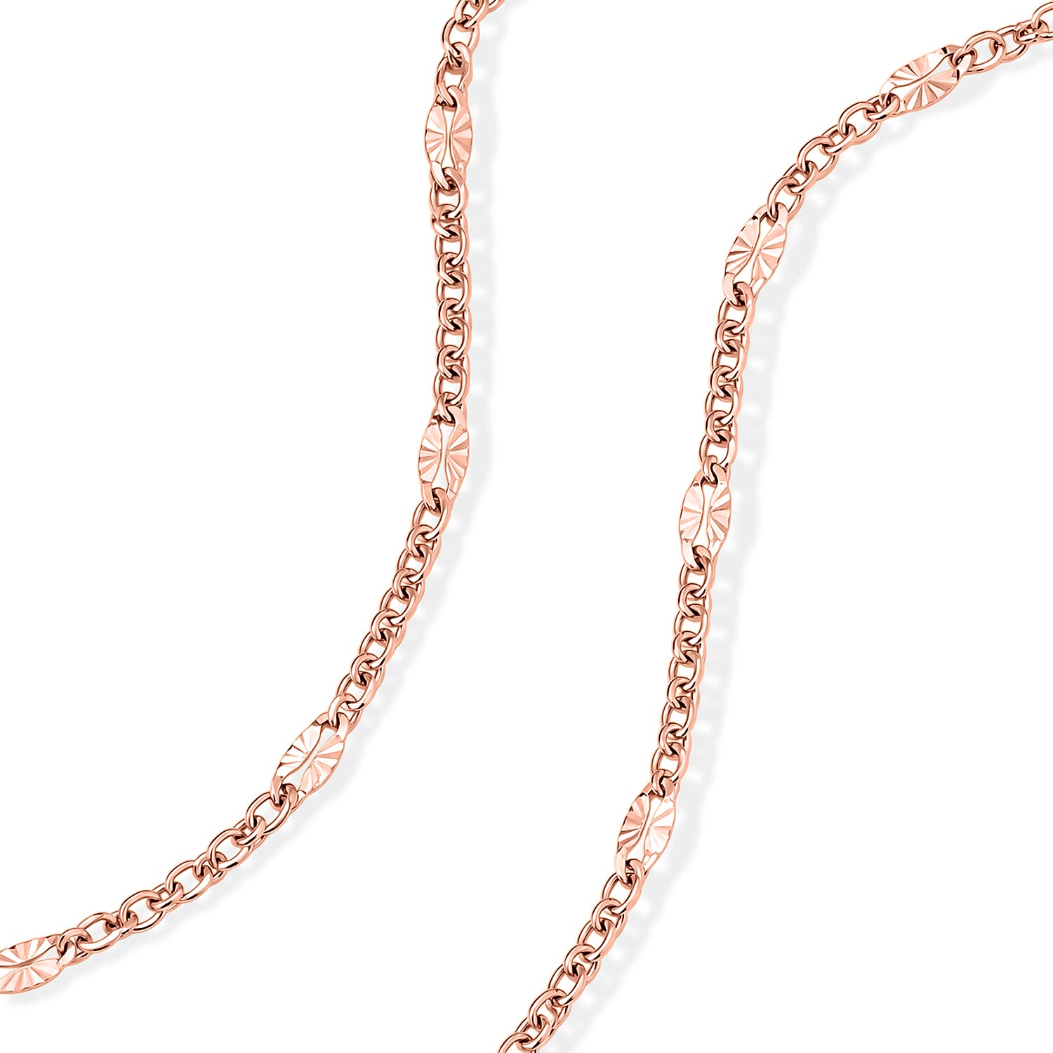 Italian 2mm Grumet Star Necklace in 14K RG Over Sterling Silver 2.45 Grams 20 Inches
