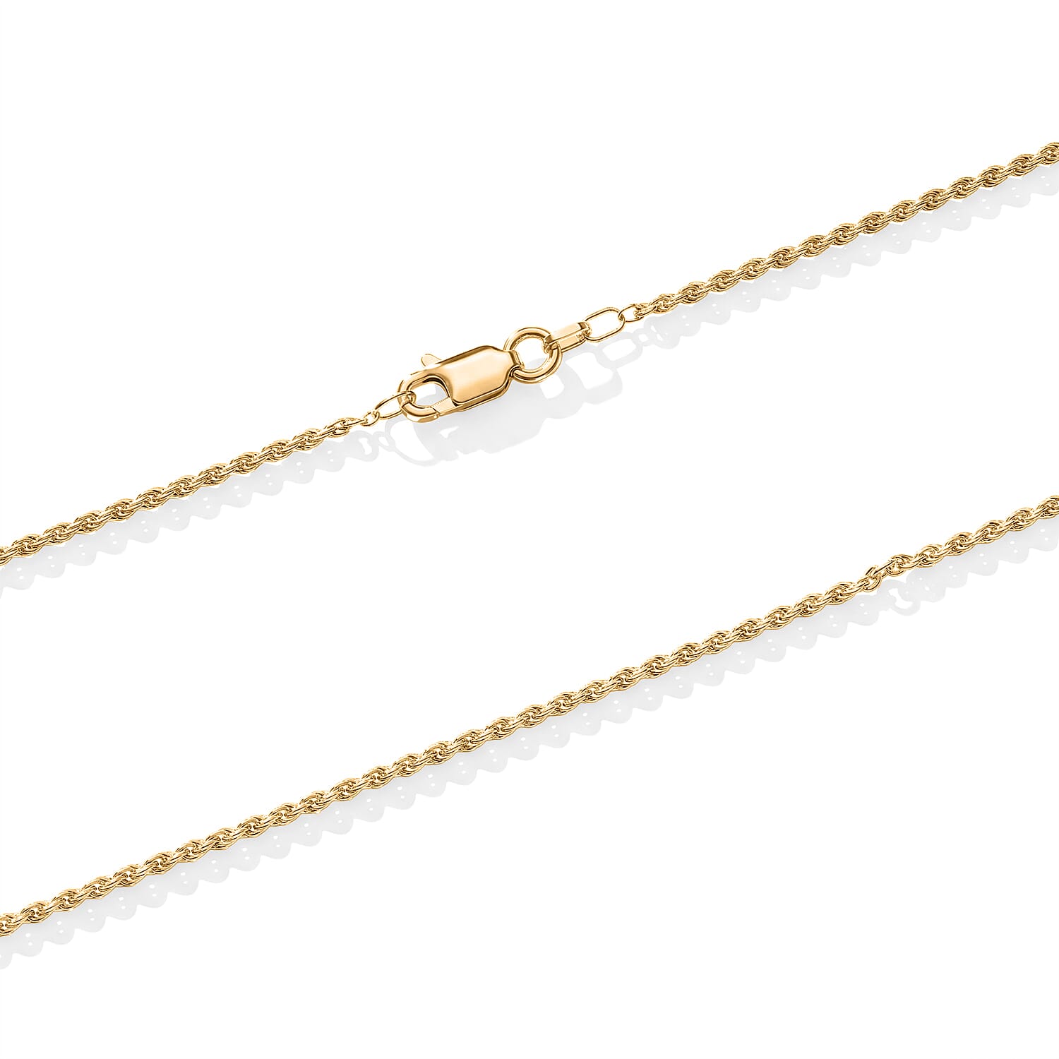 Italian 1.4mm Rope Chain Necklace in 14K YG Over Sterling Silver 3.75 Grams 20 Inches