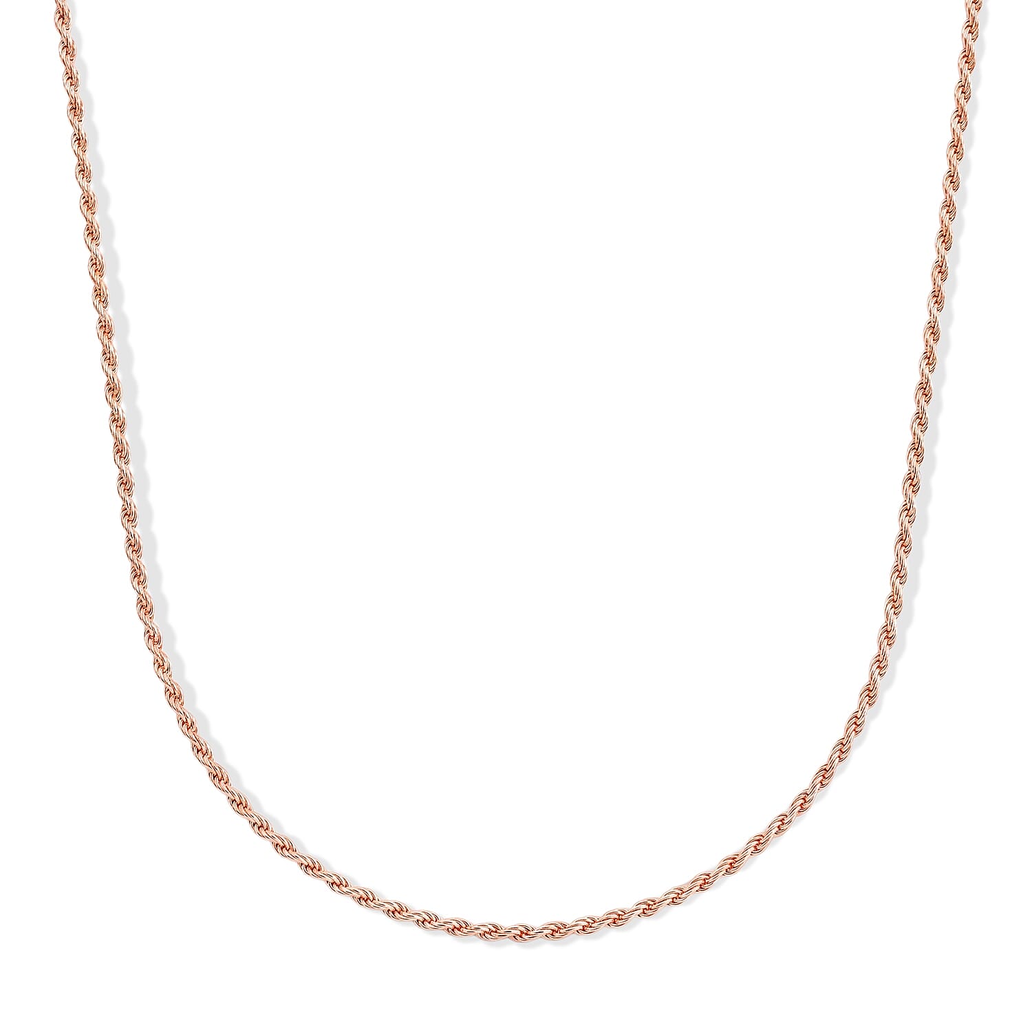 Italian 1.4mm Rope Chain Necklace in 14K RG Over Sterling Silver 3.75 Grams 20 Inches