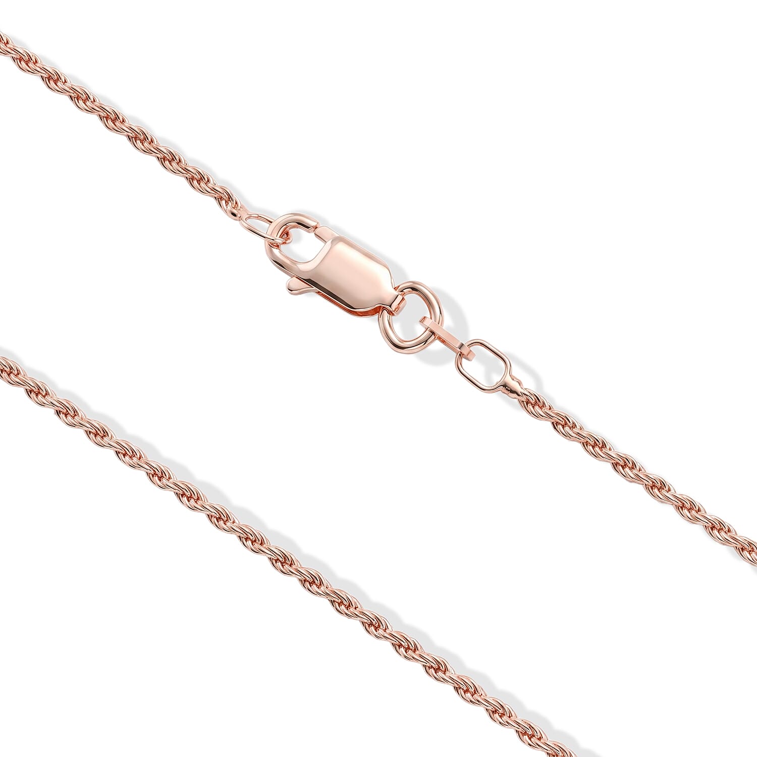 Italian 1.4mm Rope Chain Necklace in 14K RG Over Sterling Silver 3.75 Grams 20 Inches