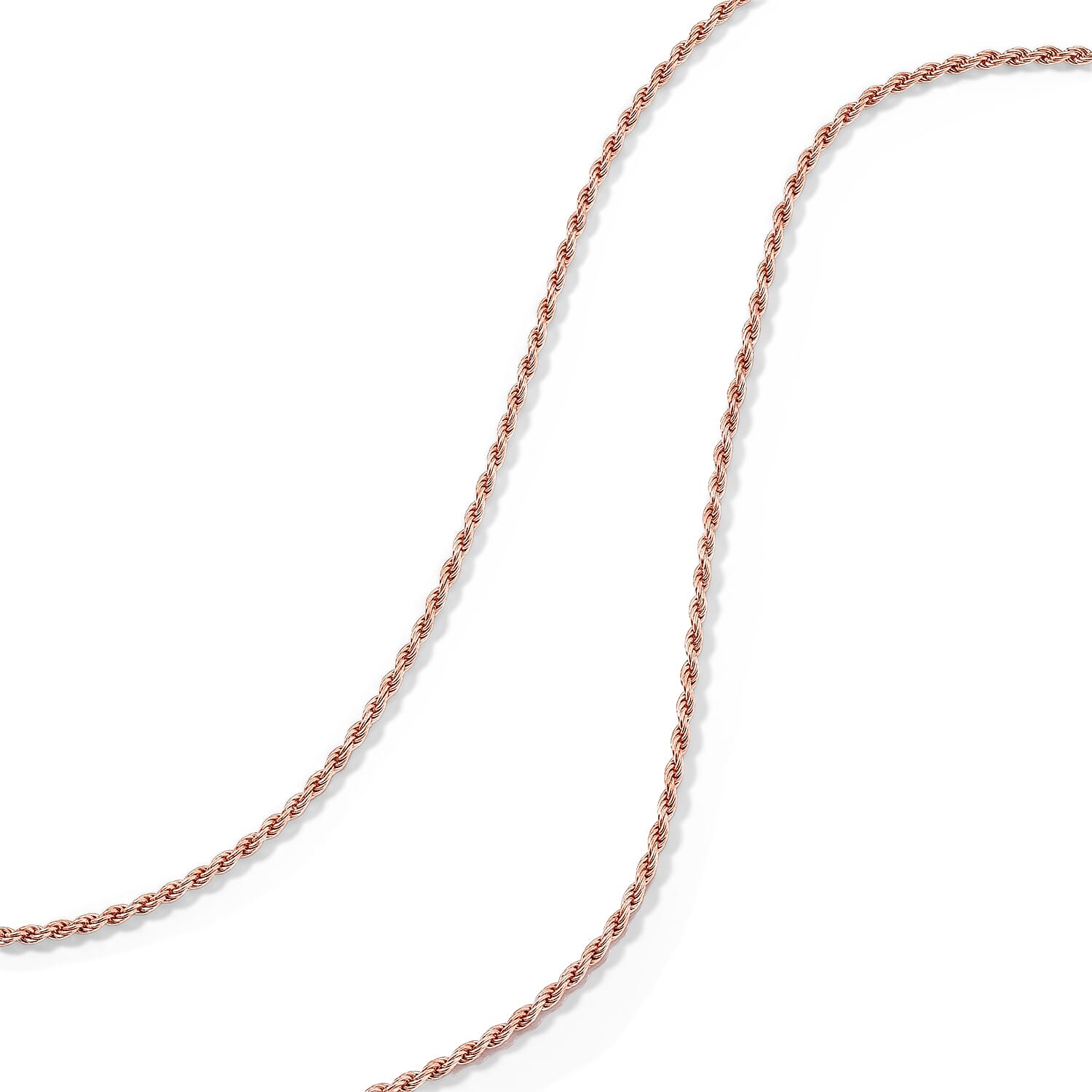 Italian 1.4mm Rope Chain Necklace in 14K RG Over Sterling Silver 3.75 Grams 20 Inches