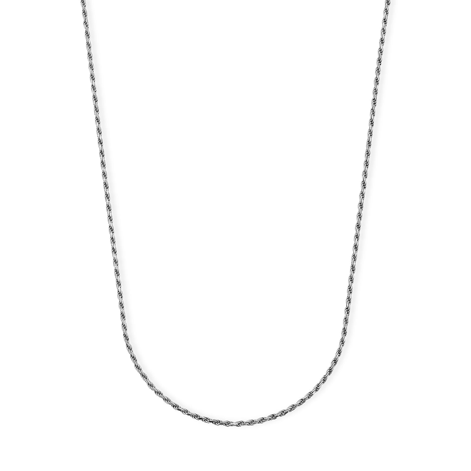 Italian 1.4mm Rope Chain Necklace in Black Rhodium Over Sterling Silver 3.75 Grams 20 Inches