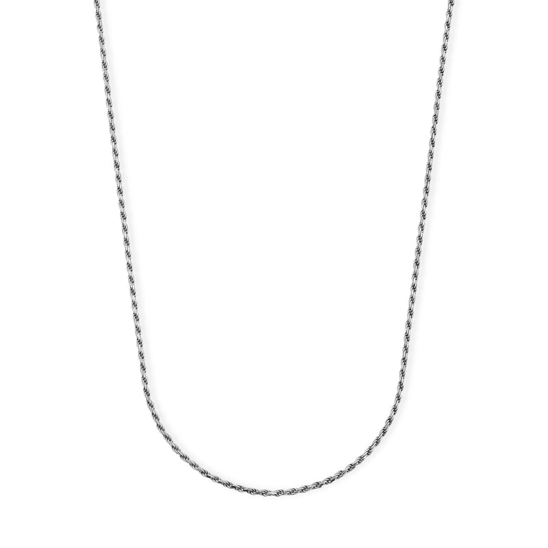 Italian 1.4mm Rope Chain Necklace in Black Rhodium Over Sterling Silver 3.75 Grams 20 Inches