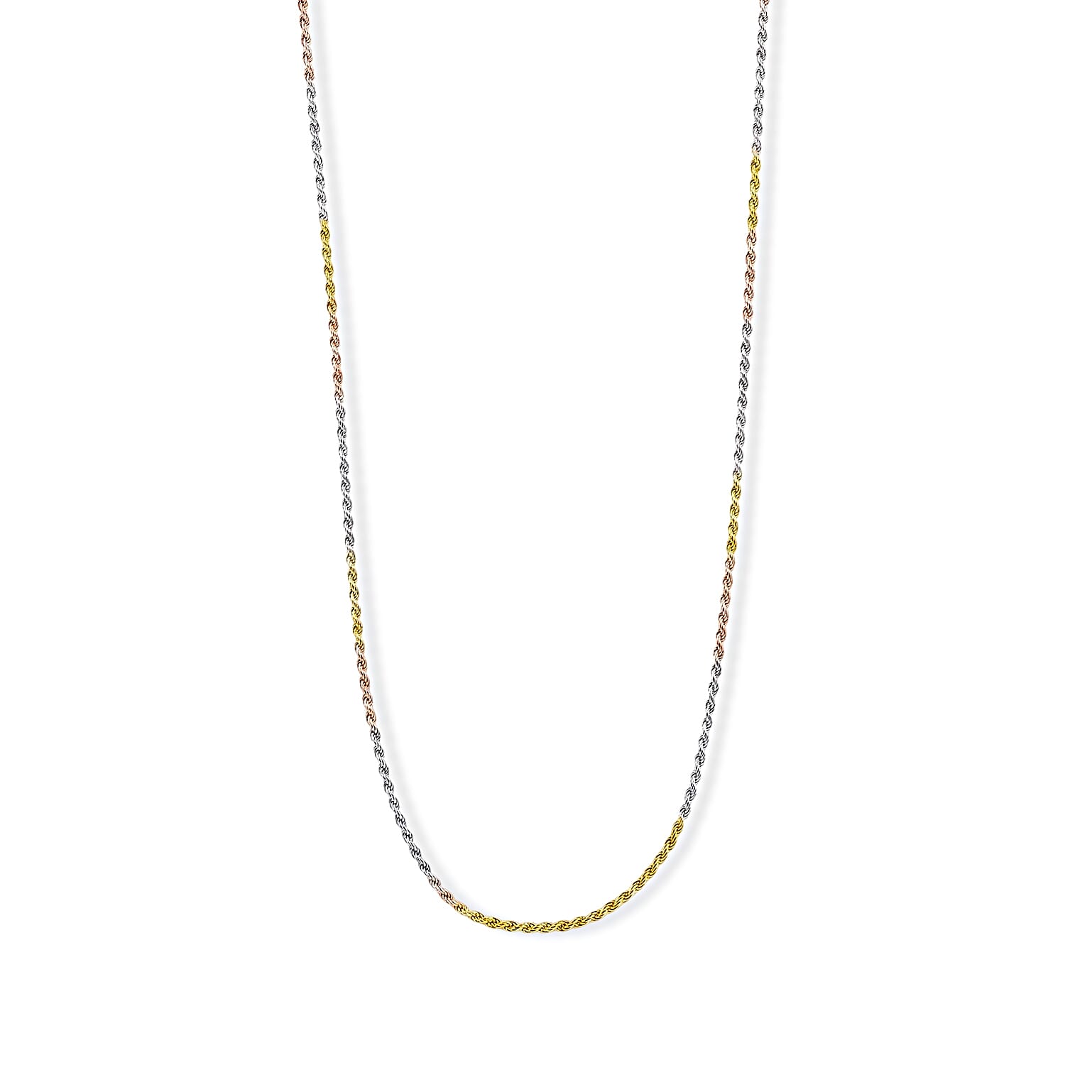 Italian 1.4mm Rope Chain Necklace in 14K YRG Over and Sterling Silver 3.75 Grams 20 Inches
