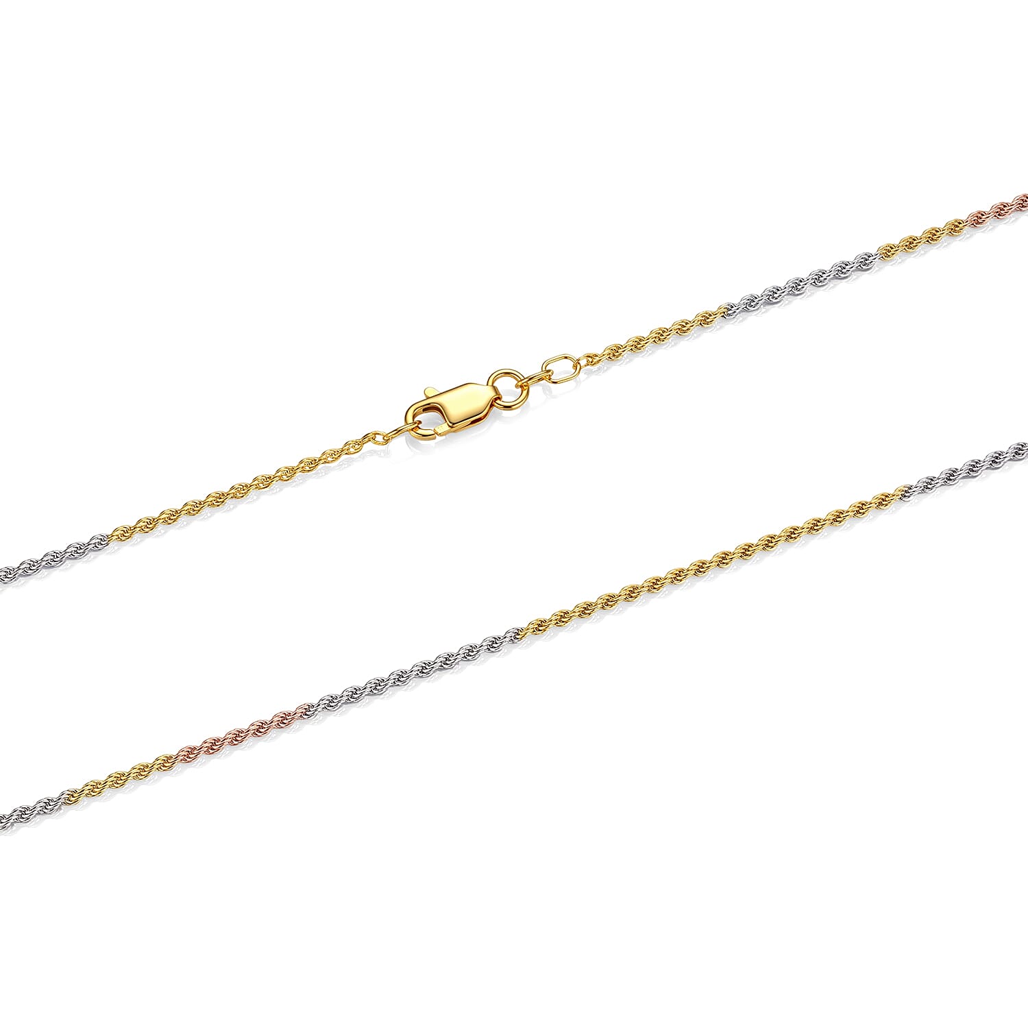 Italian 1.4mm Rope Chain Necklace in 14K YRG Over and Sterling Silver 3.75 Grams 20 Inches