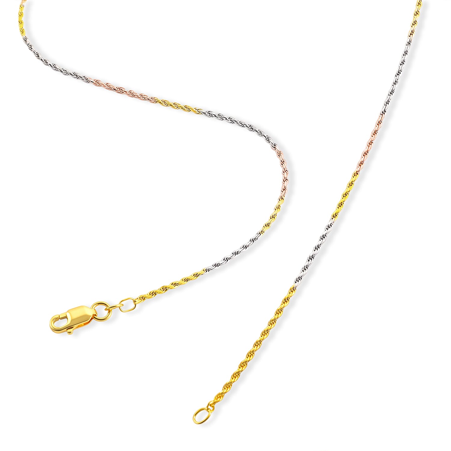 Italian 1.4mm Rope Chain Necklace in 14K YRG Over and Sterling Silver 3.75 Grams 20 Inches