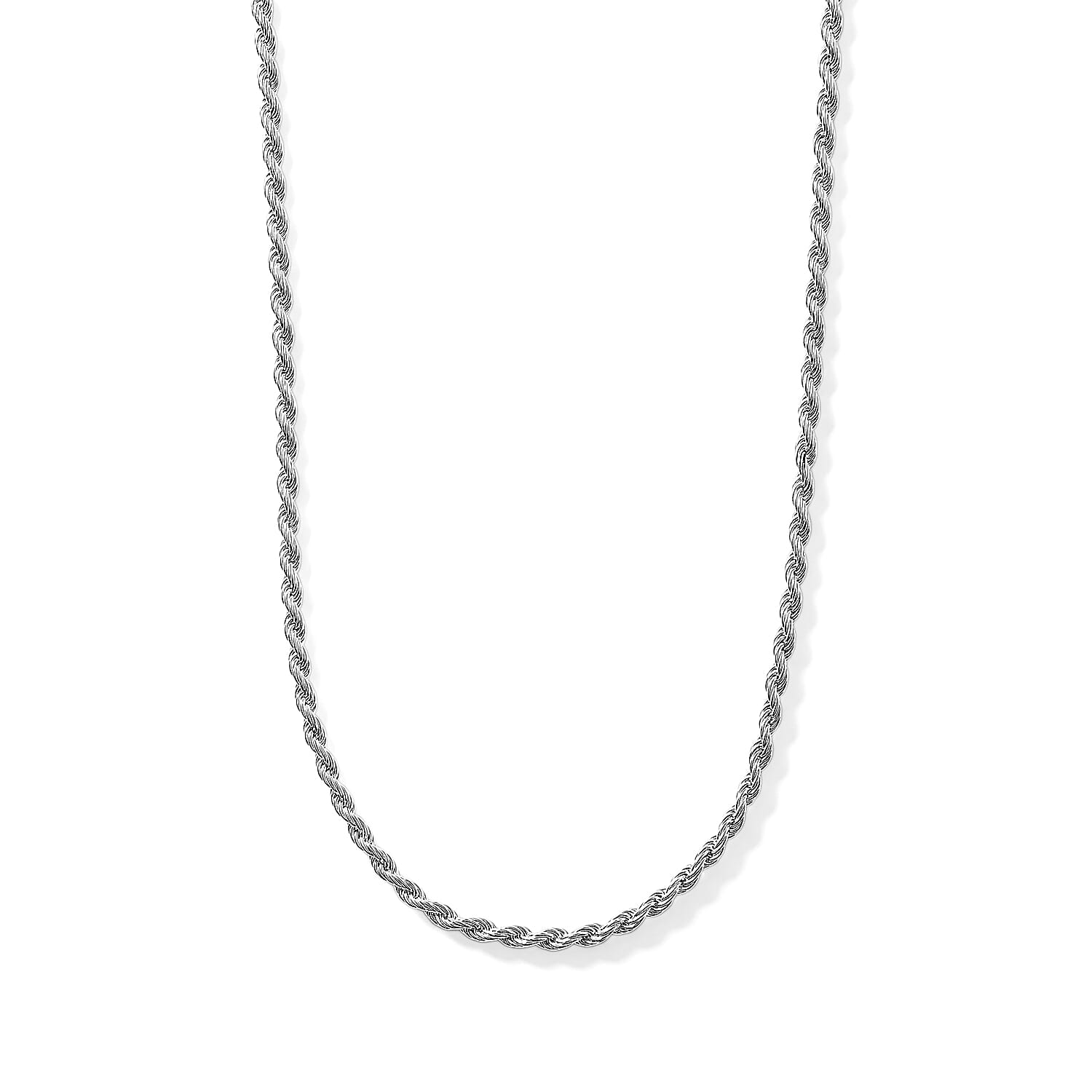 Italian 2.5mm Rope Chain Necklace in Sterling Silver 9.75 Grams 20 Inches